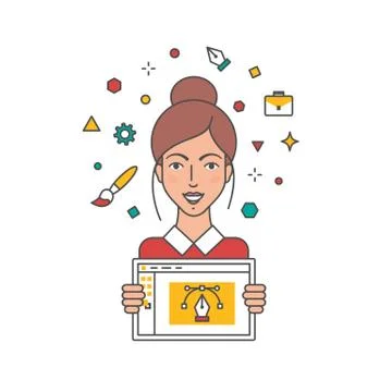 Graphic designer, web developer vector illustration 스톡 일러스트