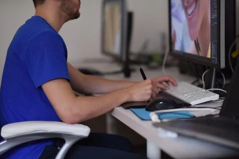 Graphic designer at work Stock Photos