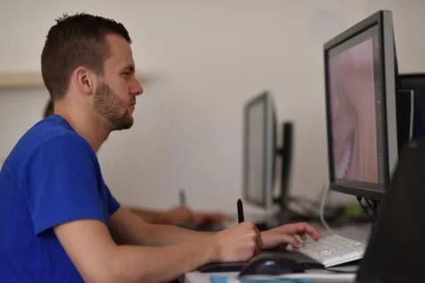 Graphic designer at work 스톡 사진