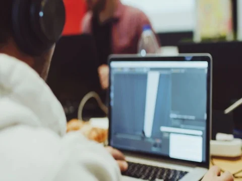 Graphic designer working with a 3D project Stock Footage 76828916