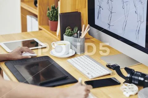 Graphic designer working on computer Stock Photos
