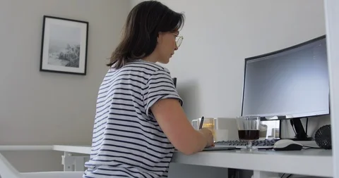 Graphic Designer working with digital Drawing tablet and Pen on a computer. Stock Footage 127387269