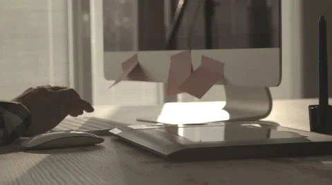 Graphic designer working on digital graphic tablet Stock Footage 63621253