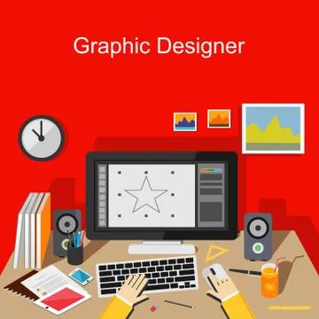 Graphic designer working. Stock Illustration