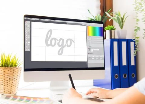 Graphic designer working Stock Illustration