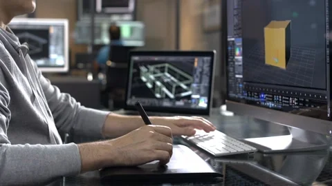 Graphic designer working at office  Stock Footage 200706617