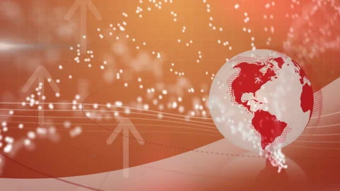 Graphic designers creating tech network visuals, showcasing red white globe with Stock Footage 309144258