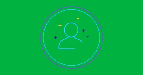 Graphic designers using stylized user icon with neon circles plus crosses on 库存影片 317526767