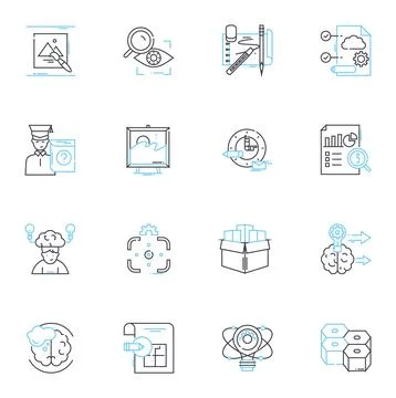 Graphic development linear icons set. Vector, Typography, Layout, Logo Illustrazione stock