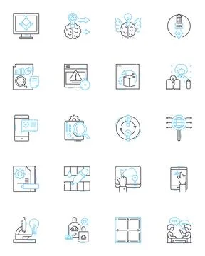 Graphic development linear icons set. Vector, Typography, Layout, Logo Illustrazione stock