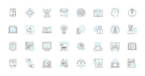 Graphic development linear icons set. Vector, Typography, Layout, Logo 스톡 일러스트