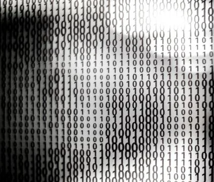 Graphic display of computing language in IT center 写真素材