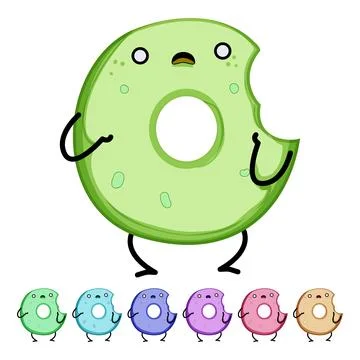 Graphic donut character cartoon vector graphic Stock Illustration