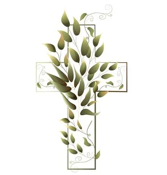 Graphic Easter Cross Clipart, Spring Floral Arrangements, Baptism Crosses D.. Stock-Illustration
