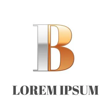 Graphic elegant silver and gold impossible font, symbol, alphabet, Letter B Stock Illustration
