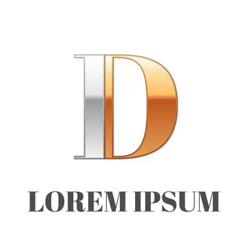 Graphic elegant silver and gold impossible font, symbol, alphabet, Letter D Stock Illustration