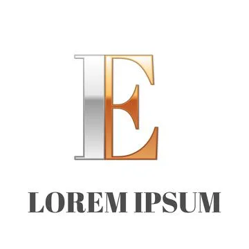 Graphic elegant silver and gold impossible font, symbol, alphabet, Letter E Stock Illustration