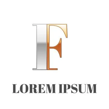 Graphic elegant silver and gold impossible font, symbol, alphabet, Letter F Stock Illustration