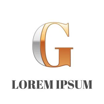 Graphic elegant silver and gold impossible font, symbol, alphabet, Letter G Stock Illustration