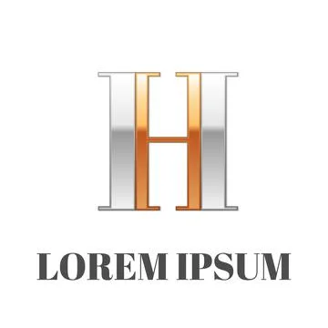 Graphic elegant silver and gold impossible font, symbol, alphabet, Letter H Stock Illustration