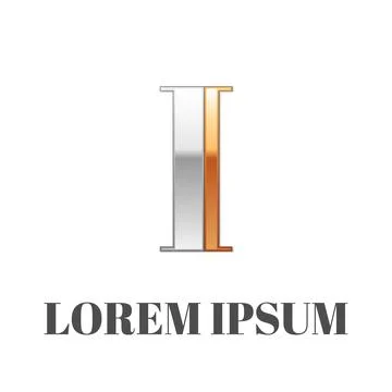 Graphic elegant silver and gold impossible font, symbol, alphabet, Letter I Stock Illustration