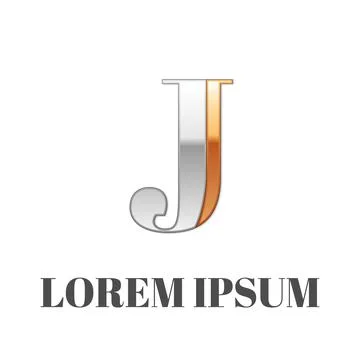 Graphic elegant silver and gold impossible font, symbol, alphabet, Letter J Stock Illustration