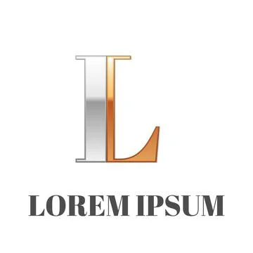 Graphic elegant silver and gold impossible font, symbol, alphabet, Letter L Stock Illustration