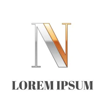 Graphic elegant silver and gold impossible font, symbol, alphabet, Letter N Stock Illustration