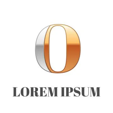 Graphic elegant silver and gold impossible font, symbol, alphabet, Letter O Stock Illustration