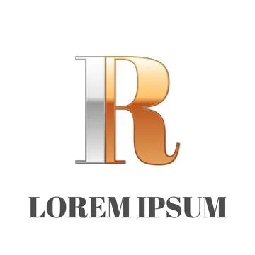 Graphic elegant silver and gold impossible font, symbol, alphabet, Letter R Stock Illustration