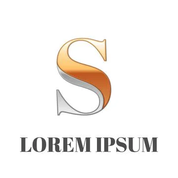 Graphic elegant silver and gold impossible font, symbol, alphabet, Letter S Stock Illustration