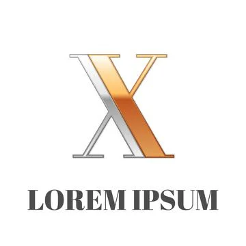 Graphic elegant silver and gold impossible font, symbol, alphabet, Letter X Stock Illustration