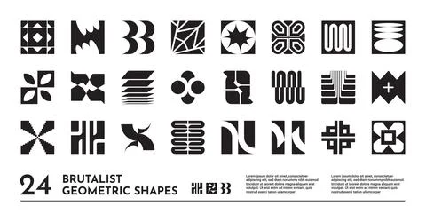 Graphic elements. Abstract geometry shape, distorted Y2K design or brutalist Stock Illustration