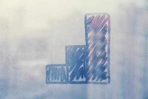 Graphic elements ascending, scale, drawn by hand on the window glass Stock Photos