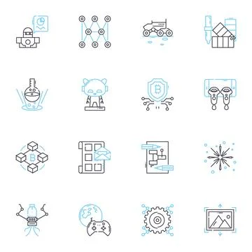 Graphic elements linear icons set. Color, Typography, Composition, Balance Stockillustratie
