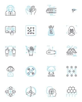 Graphic elements linear icons set. Color, Typography, Composition, Balance Stock Illustration