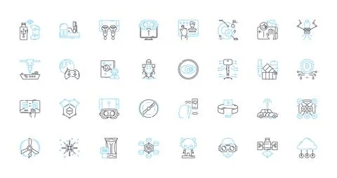 Graphic elements linear icons set. Color, Typography, Composition, Balance Stockillustratie