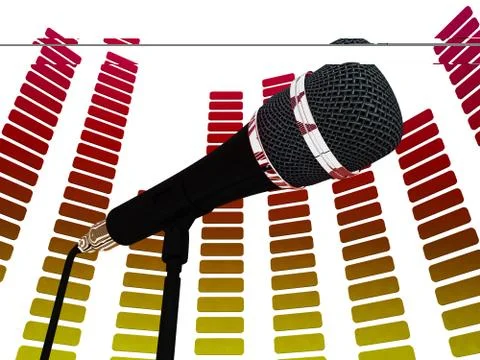 Graphic equalizer and mic shows rock music soundtrack or concert Stock Illustration