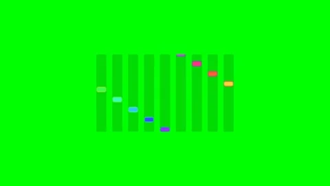 Graphic equalizer bars displaying vibrant frequency levels on green screen Stock Footage 341839074