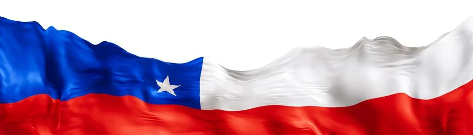 This graphic features a 3D render of the Chilean flag with clear visibility o 写真素材