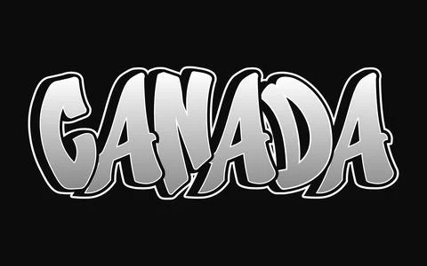 This graphic features the word Canada in a stylized graffiti font with a meta 库存插图