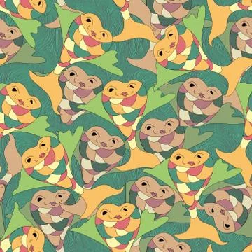 Graphic  fish shape  seamless pattern Illustrazione stock