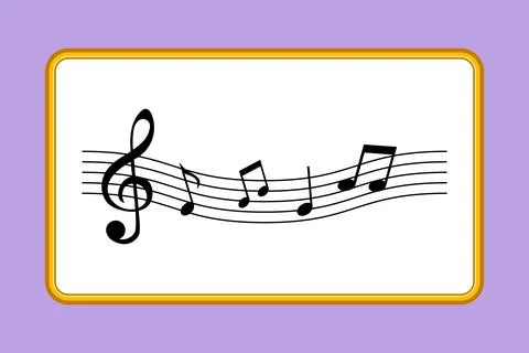 Graphic flat design drawing of abstract music note background, notes vector.. Stock Illustration