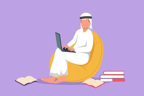 Graphic flat design drawing Arab businessman or designer or programmer or f.. Stock-Illustration