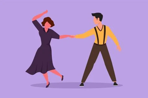 Graphic flat design drawing attractive male and female professional dancer .. イラスト素材