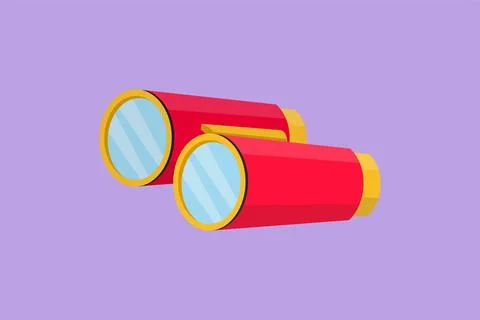 Graphic flat design drawing binoculars optical instrument for camping, hiki.. Stock Illustration