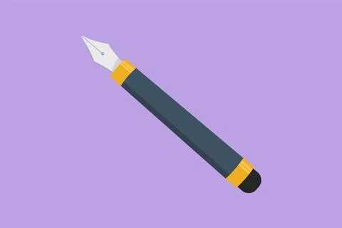 Graphic flat design drawing black realistic pen logo, label, flyer, sticker.. Illustration