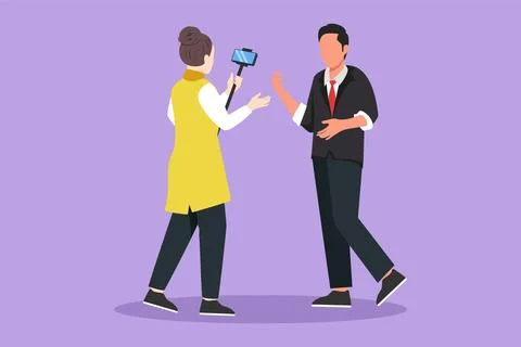 Graphic flat design drawing blogging, vlogging, live video streaming, influ.. Stock Illustration