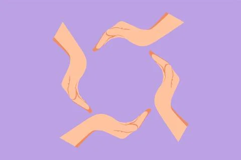 Graphic flat design drawing circle icon made from four hands. Sign or symbo.. Stock Illustration