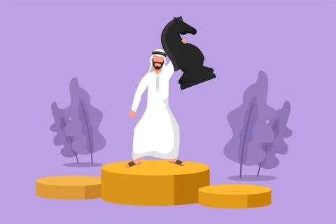 Graphic flat design drawing competitive Arab businessman holding, lifting k.. Stock-Illustration